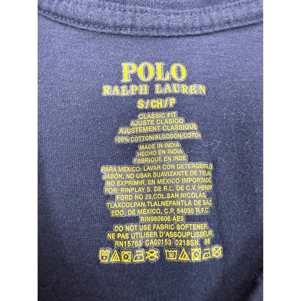 Polo Ralph‎ Lauren Mens V Neck T Shirt Short Sleeve Classic Fit Navy Small - Picture 4 of 8